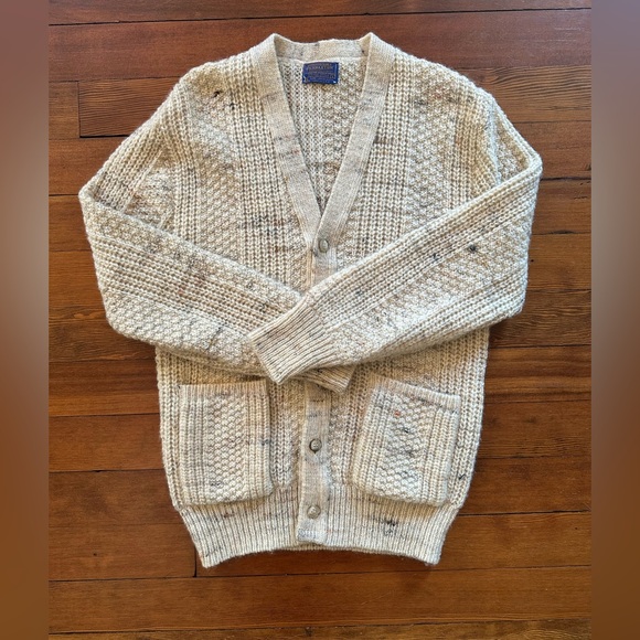 Vintage Pendleton Men's Oatmeal Cardigan Button Down Sweater Size Large, Grandpa - Picture 1 of 12